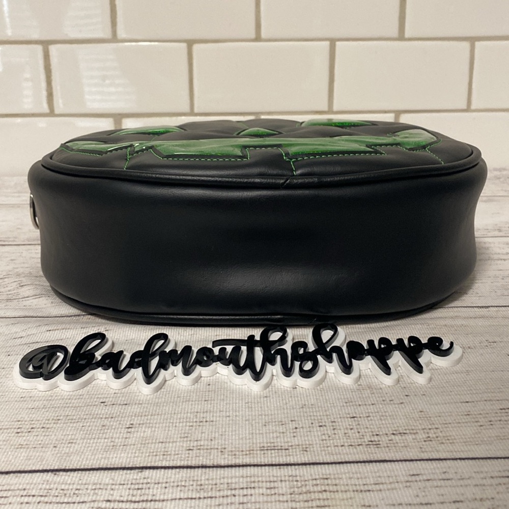 *Love Pain and Stitches Happy Tooth Black and Iridescent Green Pumpkin Purse - Picture 6 of 9